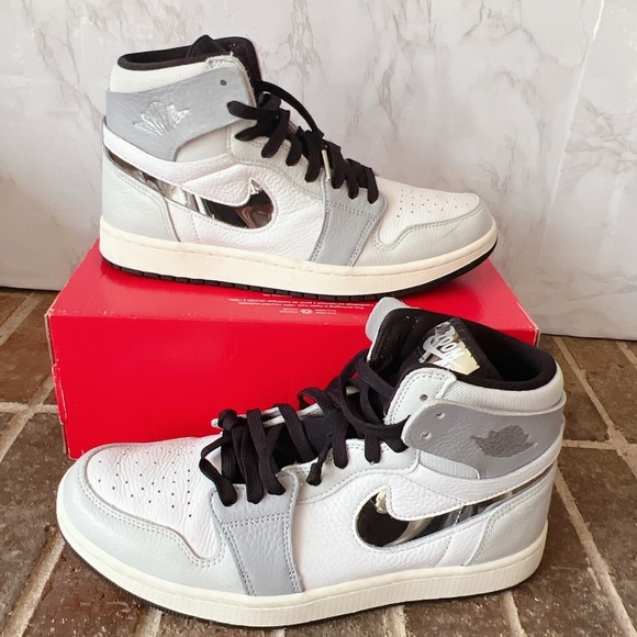 NIKE Air Jordan 1 Zoom Comfort 2 High Top Sneaker White Metallic Silver Wms US11